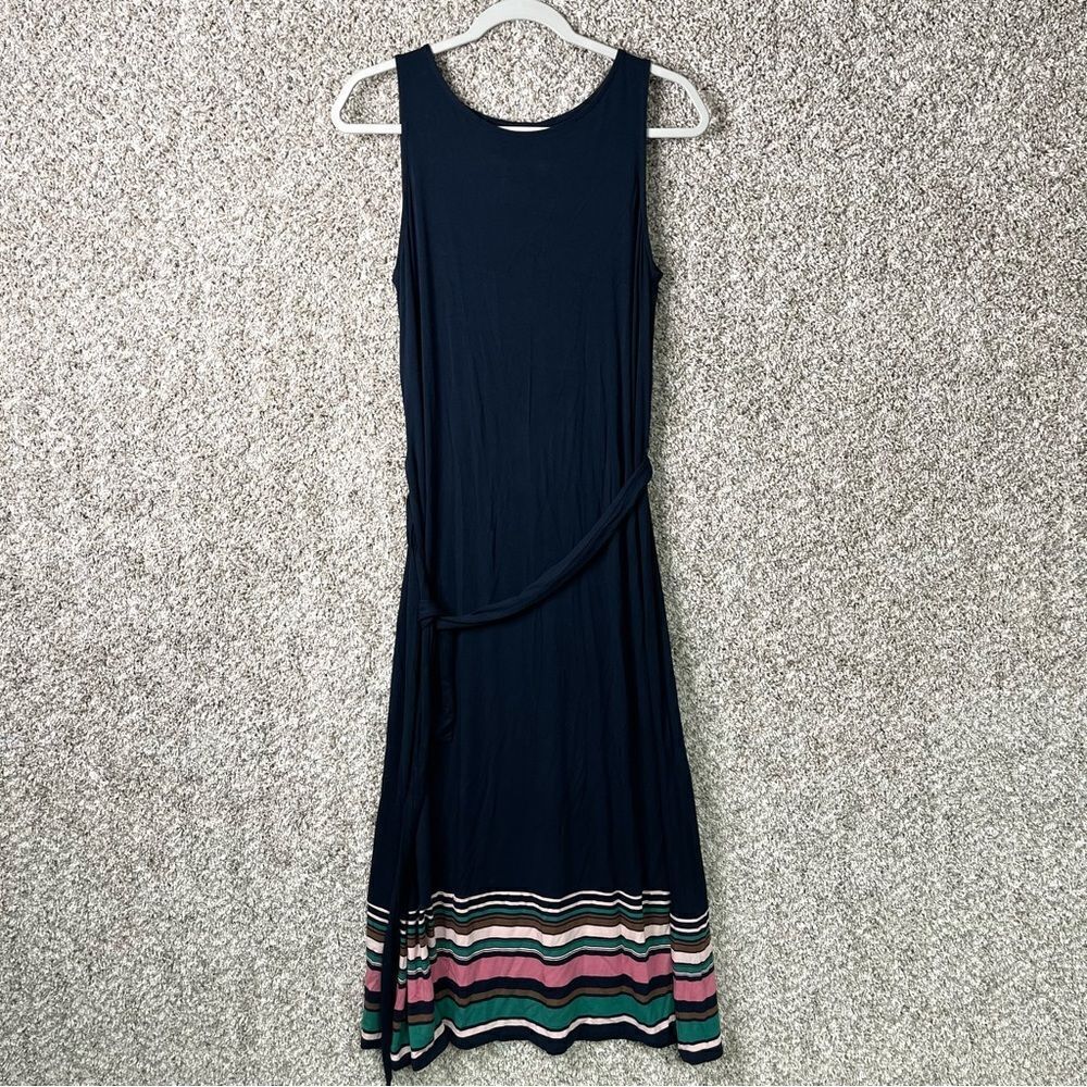 J. Jill Dress Women’s Small Navy Blue Sleeveless Waist Tie Maxi